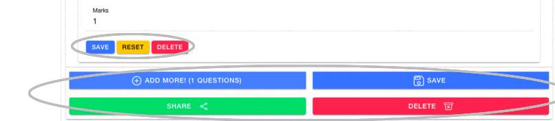 Action buttons available when editing tests